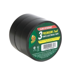 Duck Professional Heavy Duty Vinyl Electrical Tape, 0.75 x 50′, Black, 3/Pack
