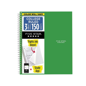 Five Star 3-Subject Notebooks, 8.5 x 11, College Ruled, 150 Sheets