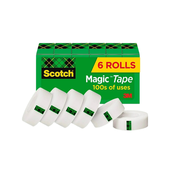 Scotch Magic Greener Invisible Clear Tape With Dispenser, 0.75 x 25 yds., 6 Rolls/Pack
