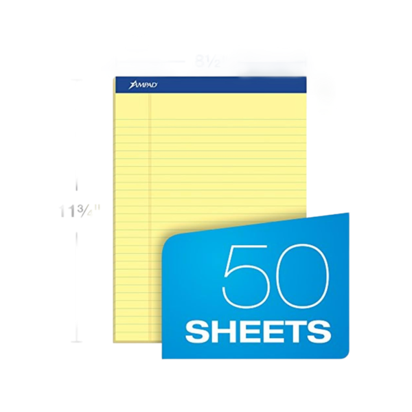 Ampad Legal Pads, 8.5 x 11, Narrow Ruled, Canary, 50 Sheets/Pad, 4 Pads/Pack