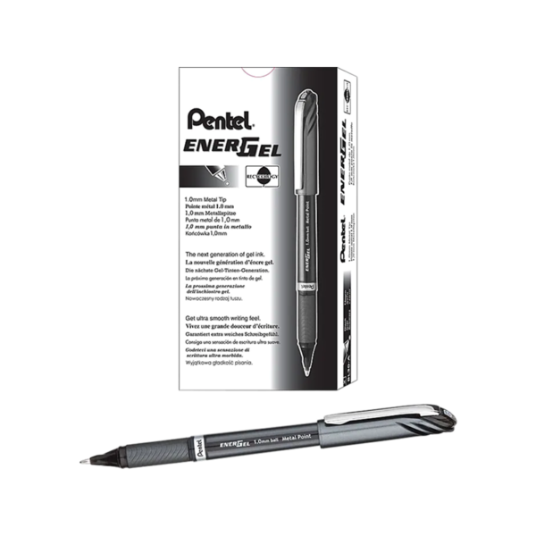 Pentel EnerGel NV Gel Pens, Medium Point, Black Ink, Dozen