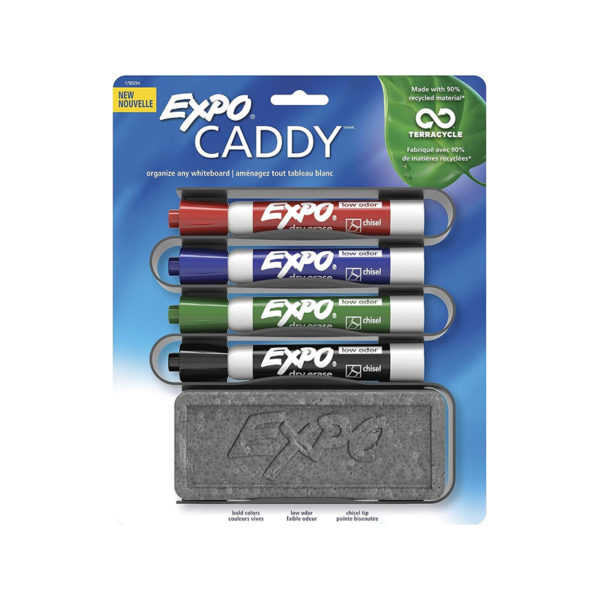Expo Mountable Whiteboard Caddy Kit, Broad Chisel Tip, Assorted Colors