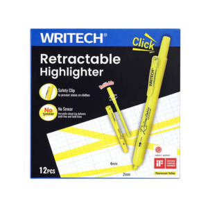 Staples Hype Retractable Highlighters, Chisel Tip, Yellow, 4/Pack