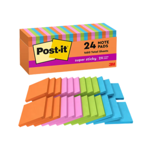 Post-it Recycled Super Sticky Notes, 3 x 3, Oasis Collection, 70 Sheets/Pad, 24 Pads/Pack