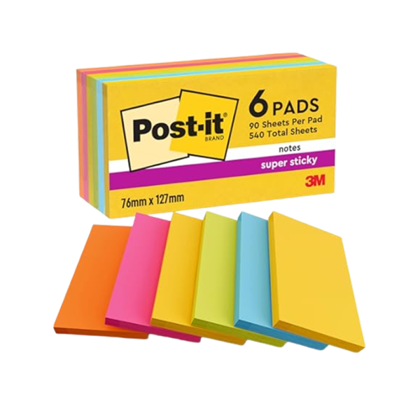 Post-it Wanderlust Pastels Recycled Pop-up Super Sticky Notes, 3 x 3, 70 Sheets/Pad, 6 Pads/Pack