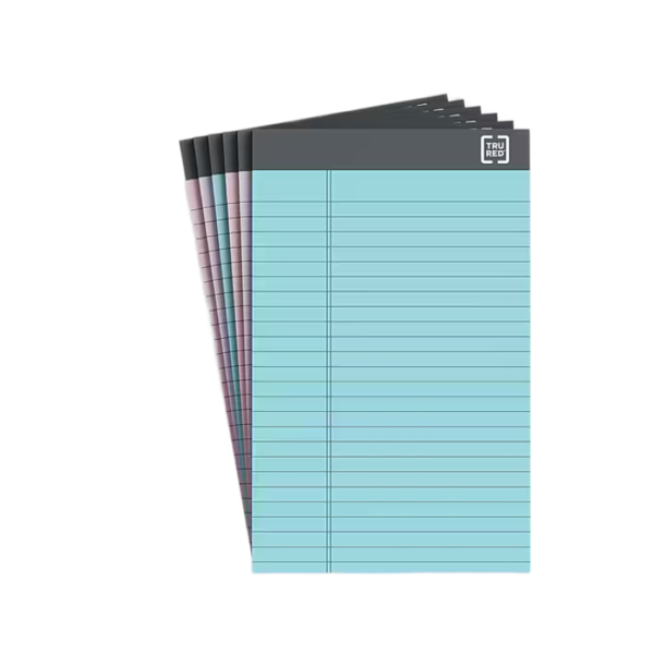 TRU RED Notepad, 5 x 8, Narrow Ruled, Pastels, 50 Sheets/Pad, 6 Pads/Pack