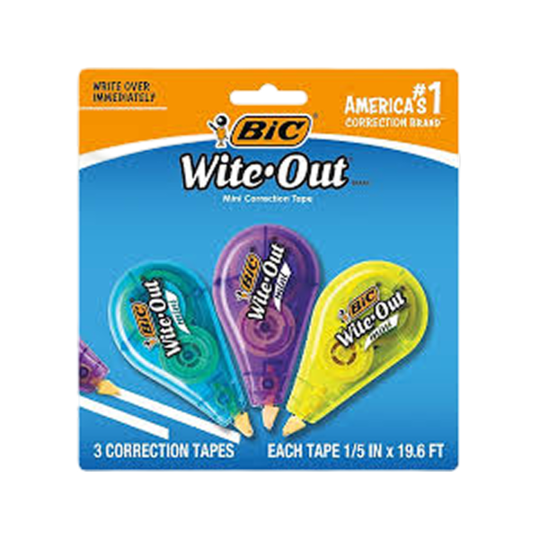 BIC Wite-Out Mini Correction Tape, White, Dozen