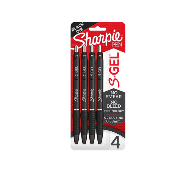 Sharpie S-Gel Retractable Gel Pens, Ultra Fine Point, 0.38mm, Black Ink, Dozen