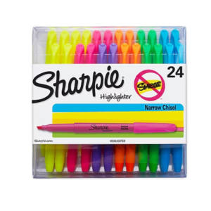 Sharpie Stick Highlighter, Chisel Tip, Assorted, 24/Pack