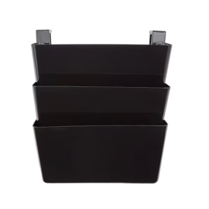 TRU RED 3-Pocket Plastic Letter Wall File, Black