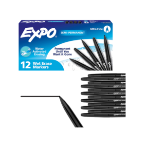 Expo Dry Erase Markers, Ultra Fine Tip, Black, 12/Pack