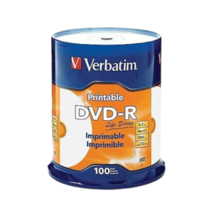 Verbatim Life Series 16x DVD-R, White Inkjet Printable, Hub Printable, 100/Pack