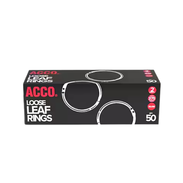 Staples Book Rings, 2, Silver, 50/Pack