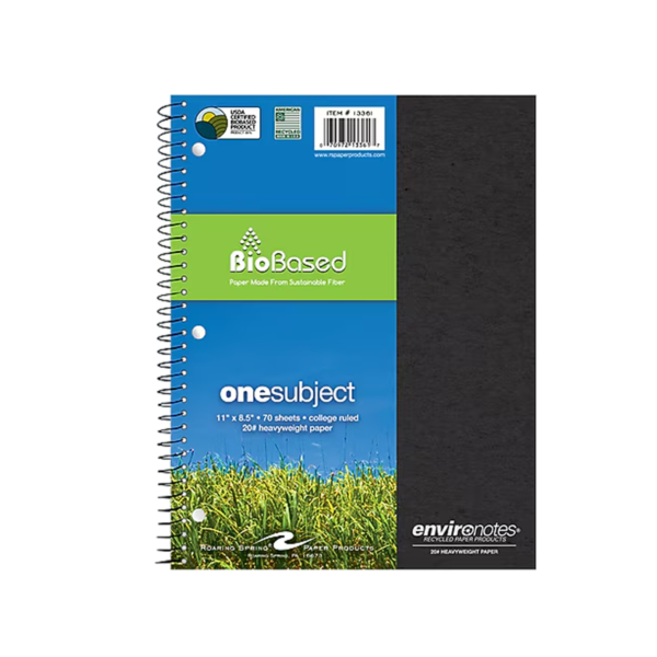 Roaring Spring BioBased 1-Subject Professional Notebook, 11.5 x 8.5, College Ruled, 70 Sheets