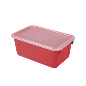 Storex Small Cubby Bin with Lid, 5.1 x 7.8, Red, 5/Pack