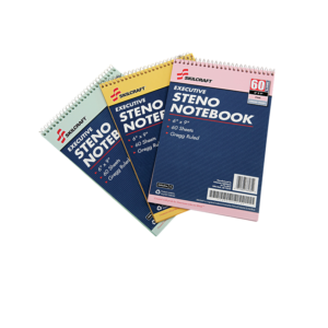 AbilityOne Steno Pad, 6 x 9, Gregg Ruled, Assorted Colors, 60 Sheets/Pad, 3 Pads/Pack