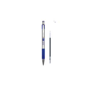 AbilityOne SKILCRAFT Fine Point Retractable Gel Pen, Blue Ink, Clear/Blue Barrel, 12/Dozen