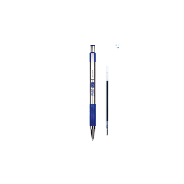 AbilityOne SKILCRAFT Fine Point Retractable Gel Pen, Blue Ink, Clear/Blue Barrel, 12/Dozen