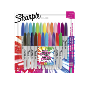 Sharpie Color Burst Permanent Markers, Fine Tip, Assorted, 24/Pack