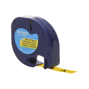 AbilityOne SKILCRAFT Dymo Label Cassette, 0.5 Wide, Black on Yellow