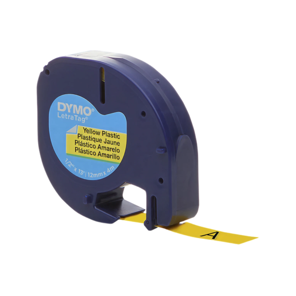 AbilityOne SKILCRAFT Dymo Label Cassette, 0.5 Wide, Black on Yellow