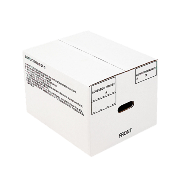 AbilityOne SkilCraft Record Archival Corrugated Boxes, Letter/Legal Size, White, 25/Pack