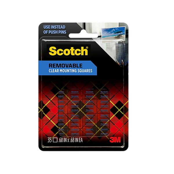Scotch Damage Free Small Mounting Squares, Clear, 35/Pack