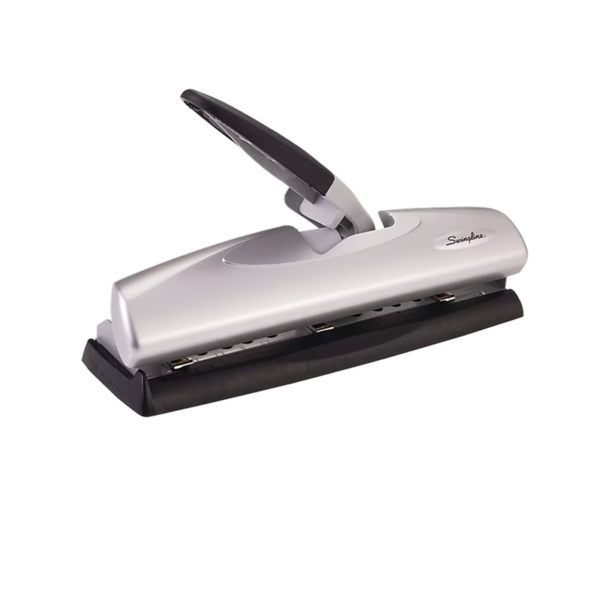 Swingline LightTouch Desktop Adjustable Hole Punch, 20 Sheet Capacity, Black/Silver