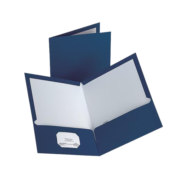 Staples 10% Recycled Smooth 2-Pocket Paper Folder, Dark Blue, 10/Pack