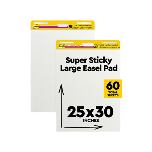 Staples Stickies Easel Pad, 25 x 30, 30 Sheets/Pad, 2 Pads/Pack