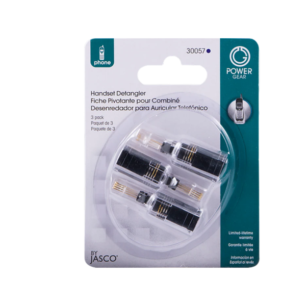 Power Gear Telephone Cord Detangler, Black, 3/Pack