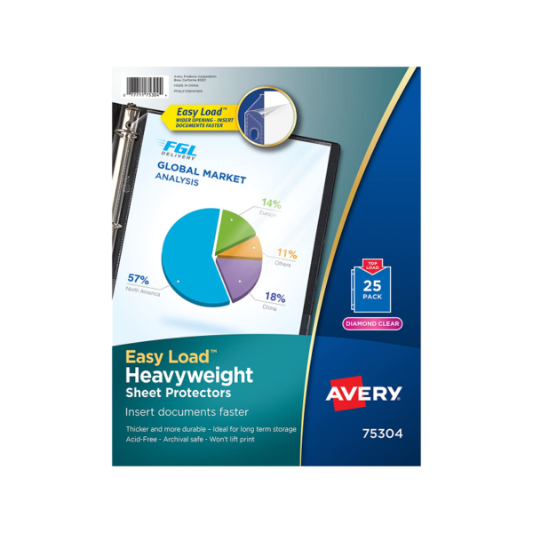 Avery Top Load Heavyweight Sheet Protectors, 8.5 x 11, Diamond Clear, 25/Pack
