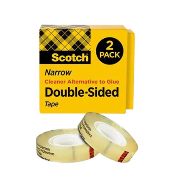 Scotch Permanent Double Sided Tape Refill, 0.5 x 36 yds., Clear, 2/Pack