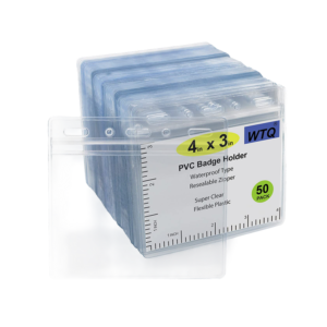 Staples ID Badge Holders, Vinyl, Clear, 50/Pack