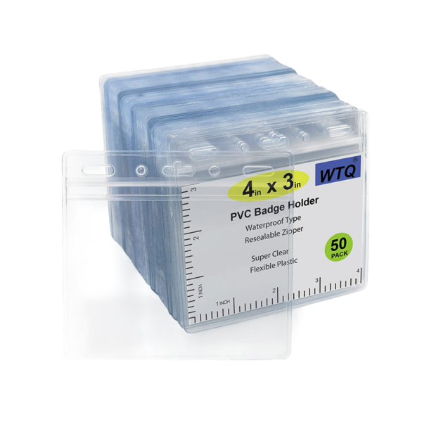 Staples ID Badge Holders, Vinyl, Clear, 50/Pack