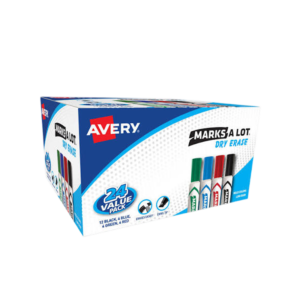 Avery Marks-A-Lot Desk-Style Dry Erase Markers, Chisel Tip, Assorted, 24/Pack