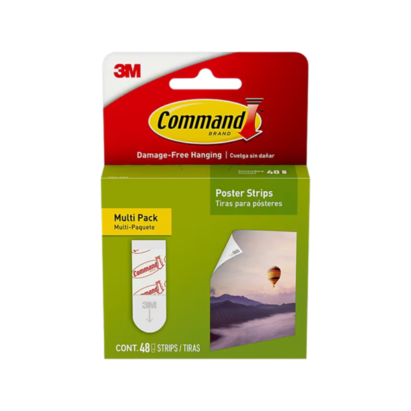 Command Multi-Pack Small Poster Hanging Strips, White, 48/Pack