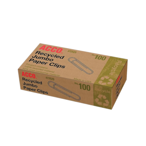 ACCO Recycled Paper Clips, Jumbo, Silver, 100/Box, 10 Boxes/Pack