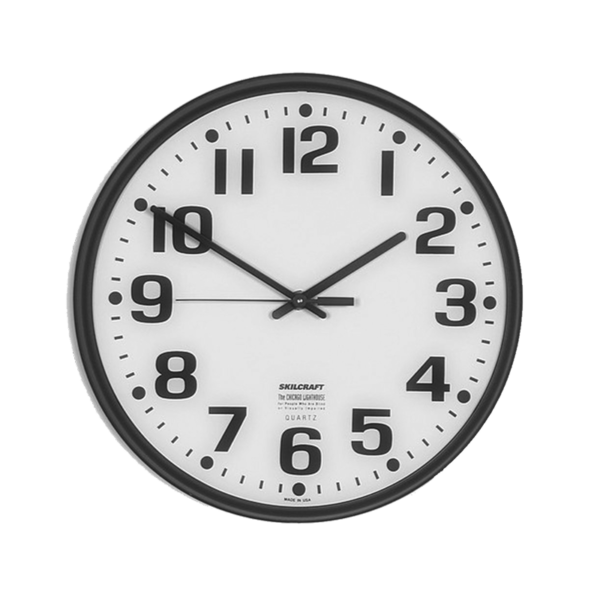 Skilcraft Slimline Quartz Wall Clock, Plastic, 12.75 Diameter