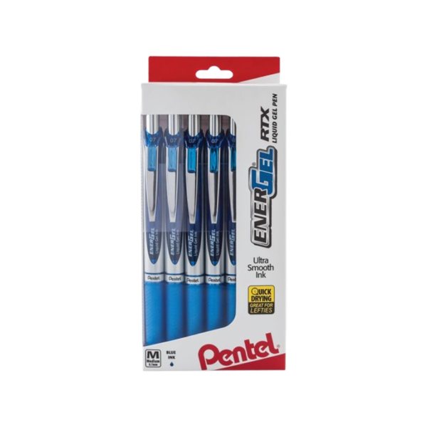 Pentel EnerGel RTX Retractable Gel Pens, Medium Point, 0.7mm, Blue Ink, 3/Pack