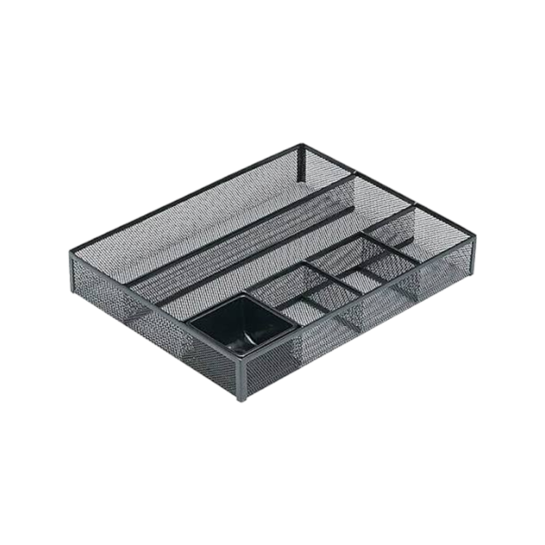 Rolodex Mesh 6-Compartment Drawer Organizer, Black