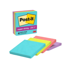 Post-it Recycled Super Sticky Notes, 4 x 6, Wanderlust Pastels, Lined, 90 Sheet/Pad, 3 Pads/Pack