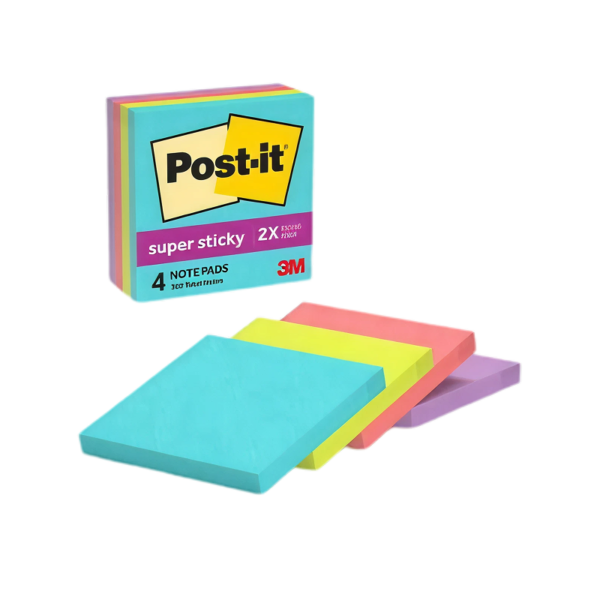 Post-it Recycled Super Sticky Notes, 4 x 6, Wanderlust Pastels, Lined, 90 Sheet/Pad, 3 Pads/Pack