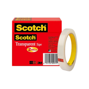 Scotch Transparent Clear Tape Refill, 0.5 x 72 yds., 3 Core, Clear, 2 Rolls/Pack