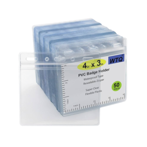 Staples Heavy-Duty ID Badge Holders, 3.375 x 3.875, Plastic, Clear, 50/Pack
