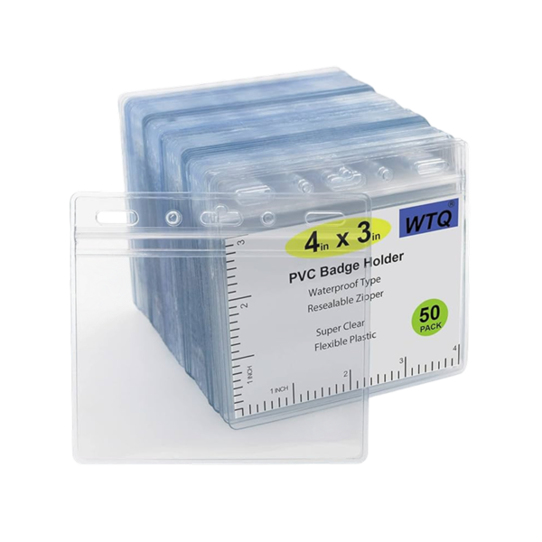 Staples Heavy-Duty ID Badge Holders, 3.375 x 3.875, Plastic, Clear, 50/Pack