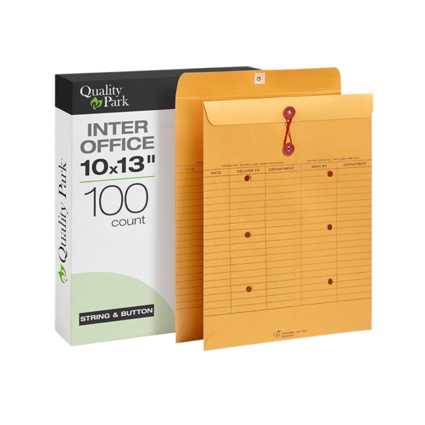 Quality Park Kraft Button & String Inter-Departmental Envelope 10 x 13, Blue, 100/Carton