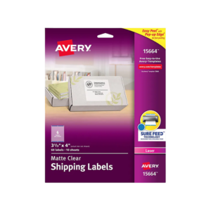 Avery Easy Peel Laser Shipping Labels, 2 x 4, Clear, 100 Labels/Pack