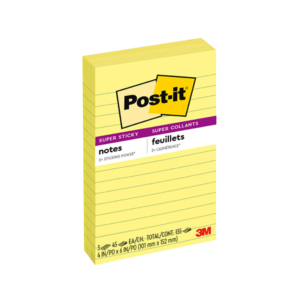 Post-it Super Sticky Pop-up Notes, 4 x 4, Canary Collection, Lined, 90 Sheet/Pad, 6 Pads/Pack