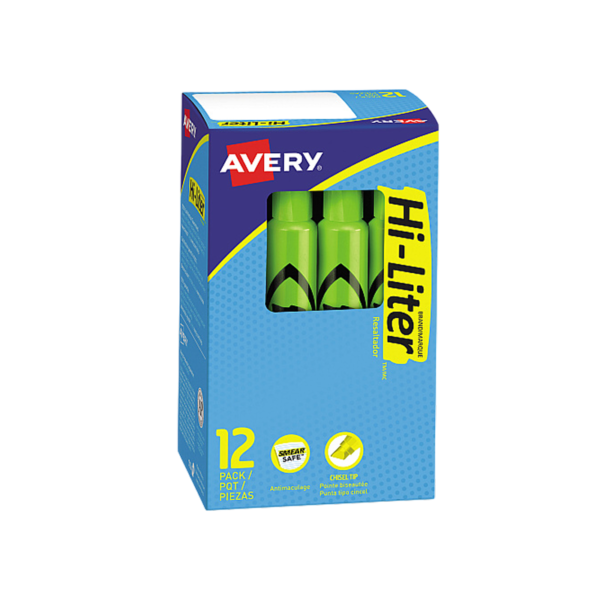 Avery Hi-Liter Tank Highlighter, Chisel Tip, Purple, Dozen
